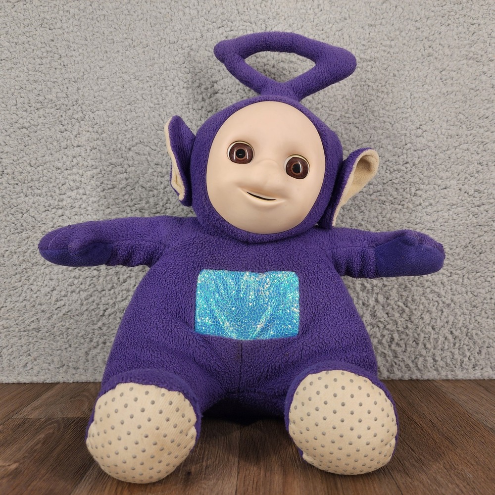 Vtg 1996 Teletubbies Tinky Winky Talking Closing Eyes 14" Plush Toy‎ Works Great